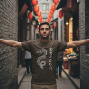 Camiseta Dragón Blanco Mitológico Chino Dracon