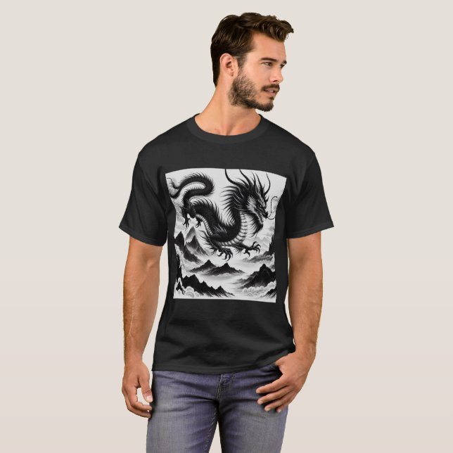 Camiseta Dragón blanco negro (Anverso completo)