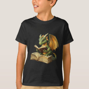 Camiseta Dragon Bookworm Reading Book Funny Graphic