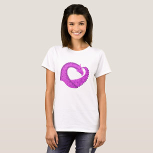 Camiseta Dragón cardíaco púrpura brillante en blanco