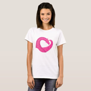 Camiseta Dragón cardiaco rosa caliente en blanco
