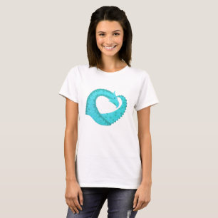 Camiseta Dragón cardíaco verdigris sobre blanco
