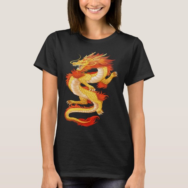 Camiseta Dragón chino amarillo y rojo (Anverso)