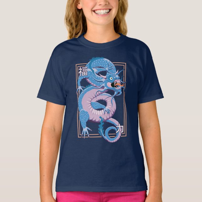 Camiseta Dragón Chino Azul (Anverso)