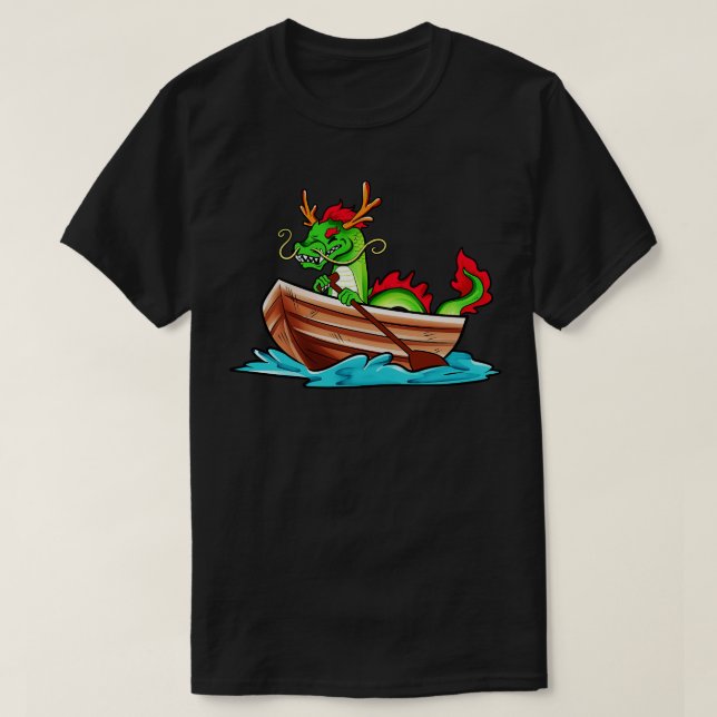Camiseta dragón chino en bote (Diseño del anverso)