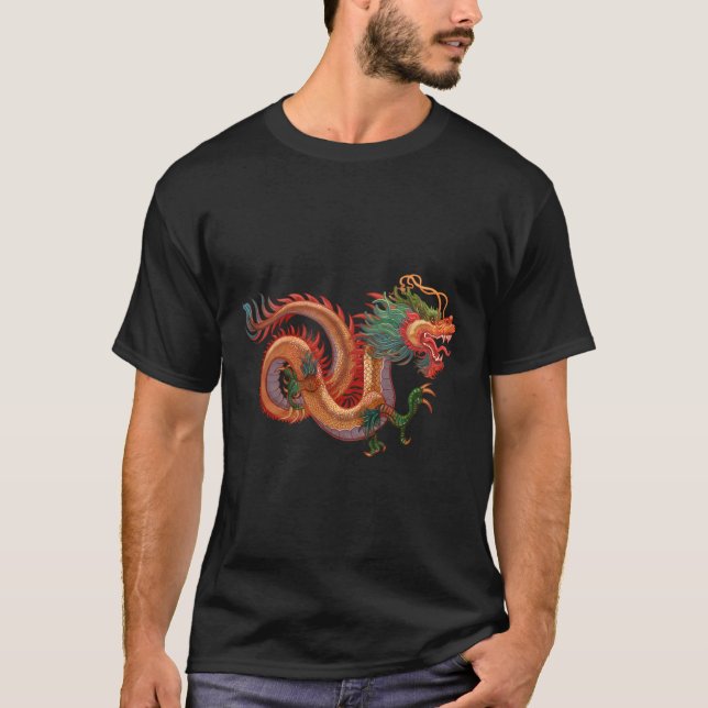 Camiseta Dragón chino regala arte tradicional chino de drag (Anverso)