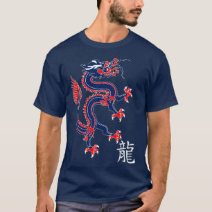 Camiseta Dragón chino rojo blanco y azul