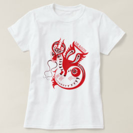 Camiseta Dragón chino rojo de dibujo