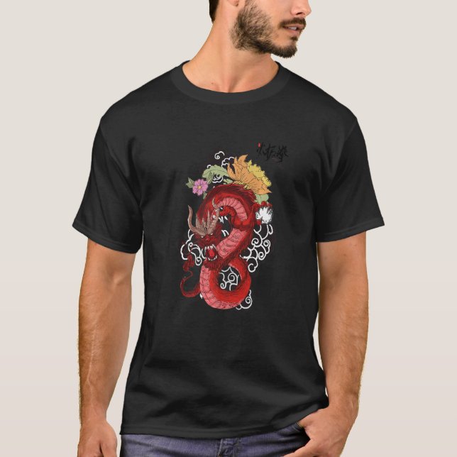 Camiseta Dragón chino rojo para el kung fu tai chi dragon 1 (Anverso)