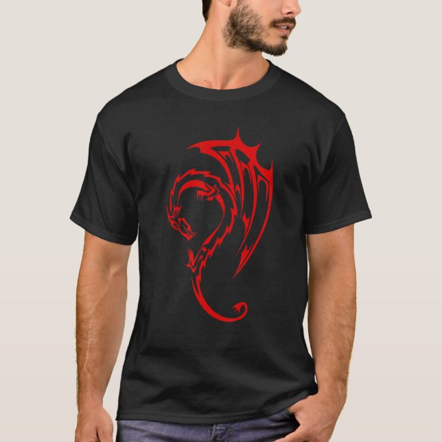 Camiseta Dragón chino tatuar anima rojo mitológico asiático (Anverso)