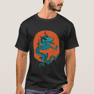 Camiseta Dragón chino tradicional de color azul en la luna