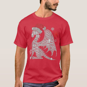 Camiseta Dragon Christmas Ornaments Snow Xmas Hat Santa Cla