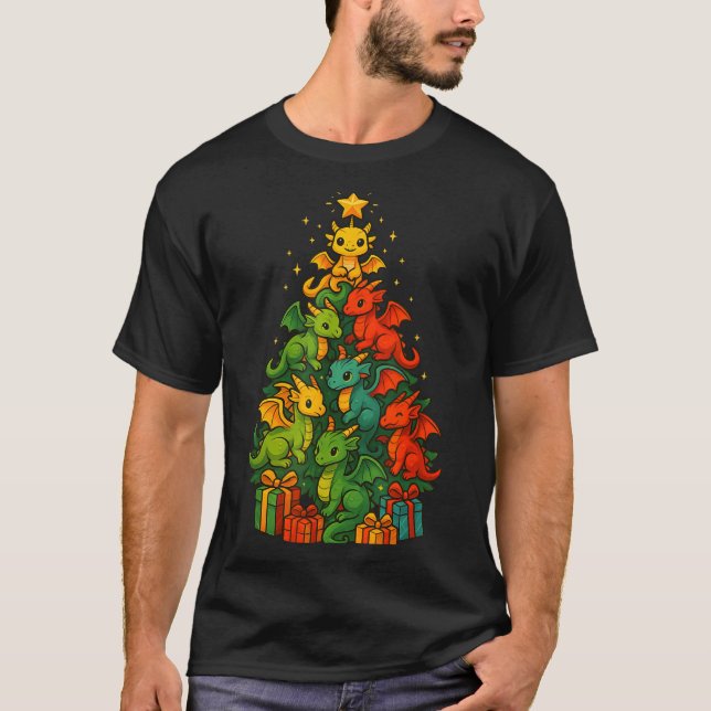 Camiseta Dragon Christmas Tree Funny Dragon Xmas  (Anverso)