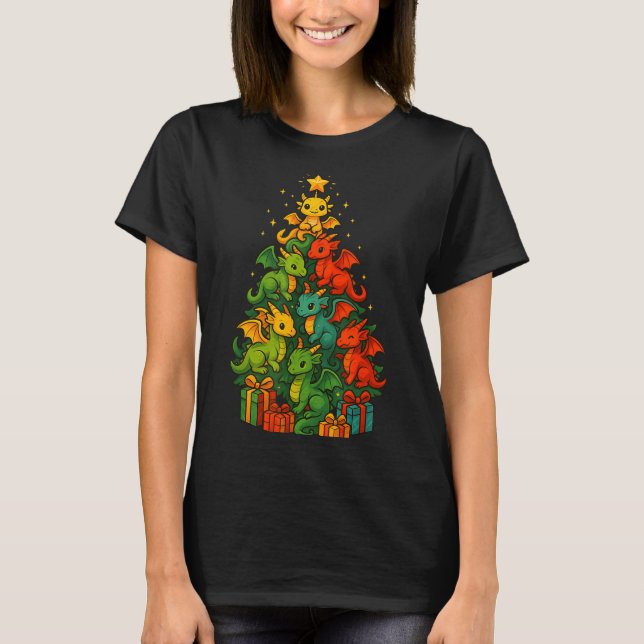 Camiseta Dragon Christmas Tree Funny Dragon Xmas  (Anverso)