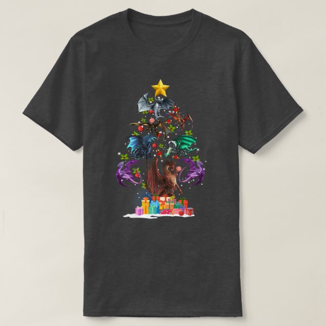 Camiseta Dragon Christmas Tree Funny Lover Xmas (Diseño del anverso)