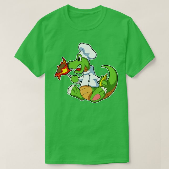 Camiseta Dragón como chef con delantal de cocina (Diseño del anverso)