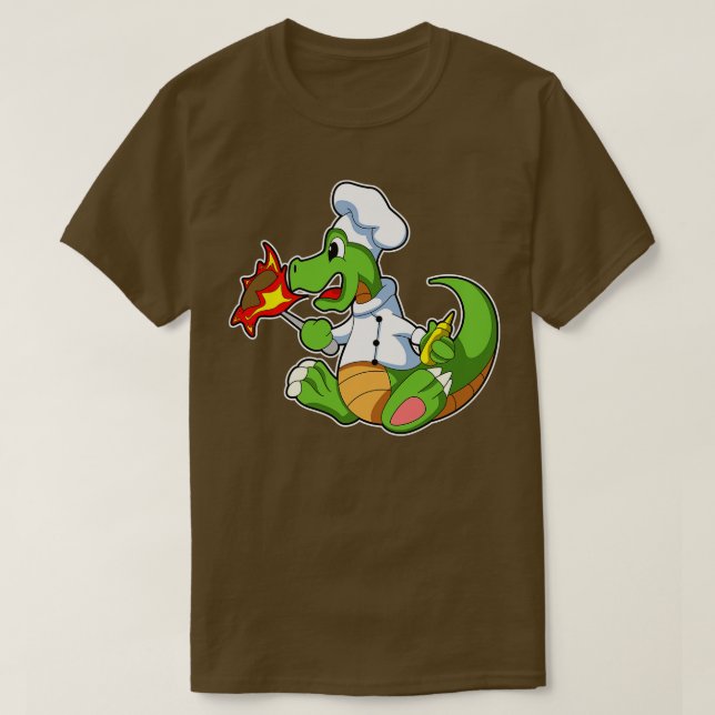 Camiseta Dragón como chef con delantal de cocina (Diseño del anverso)