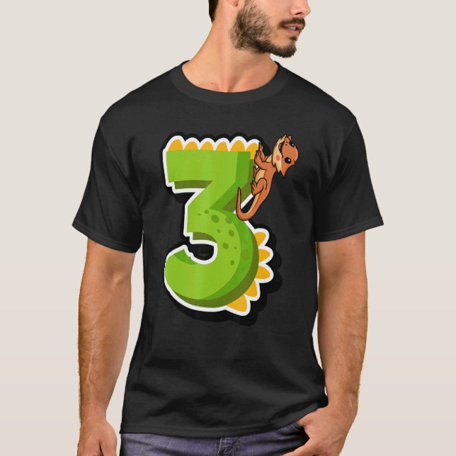Camiseta Dragón con barba 3er cumpleaños Reptile Animal Gra (Anverso)