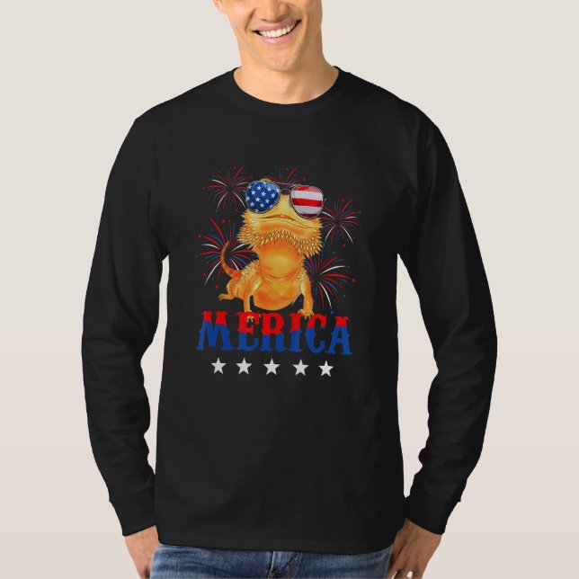 Camiseta Dragón con barba Cute Merica y gafas de sol con ba (Anverso)
