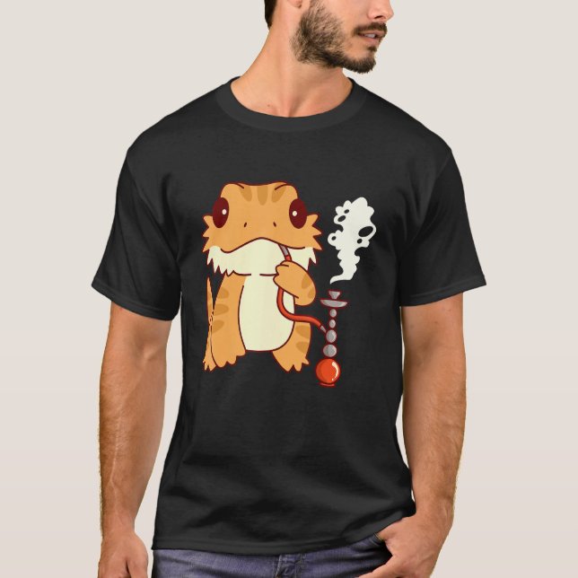 Camiseta Dragón con barba Fumar Hookah Pogona Con Shisha (Anverso)