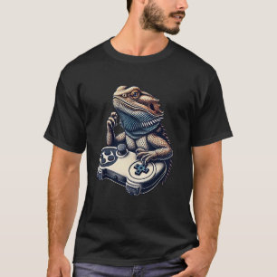 Camiseta Dragón con barba Jugando Videojuegos Divertidos