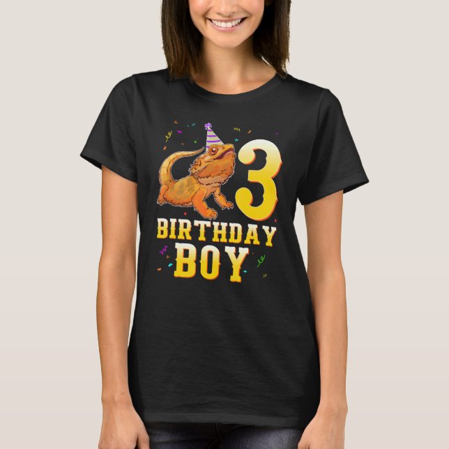 Camiseta Dragón con barba Lizard 3 cumpleaños niño de 3 año (Anverso)