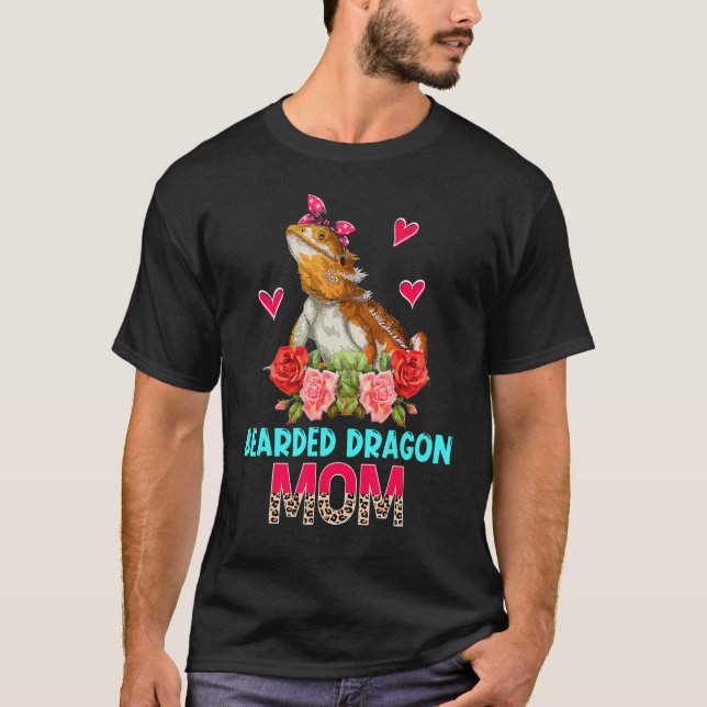 Camiseta Dragón con barba Mamá Flores de café Dragón con ba (Anverso)