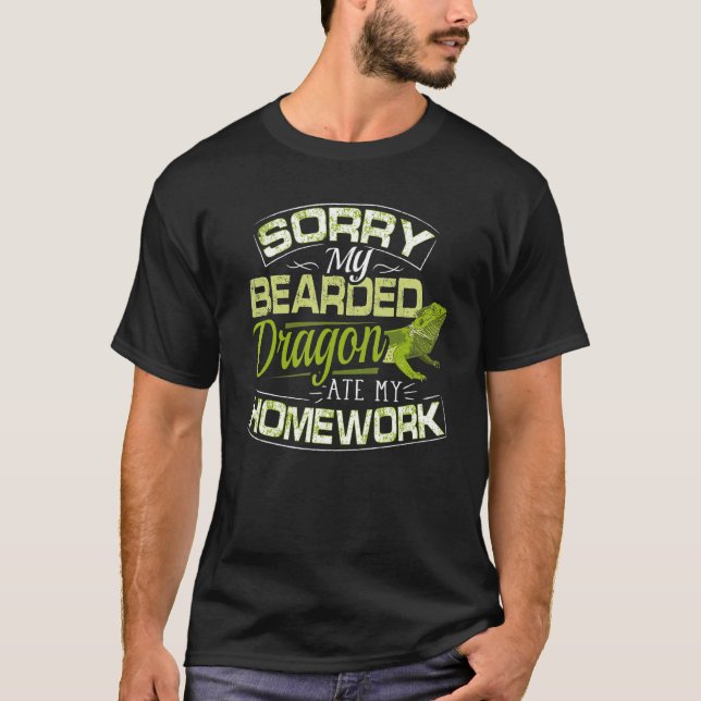 Camiseta Dragón con barbilla, Dragón con barba, comiendo mi (Anverso)