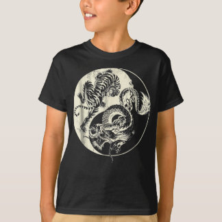 Camiseta Dragón Con El Tatuaje Del Tigre YIN Y La Lucha De 