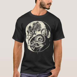 Camiseta Dragón Con El Tatuaje Del Tigre YIN Y La Lucha De 