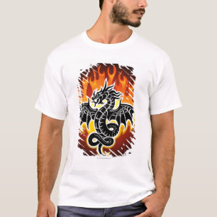 Camiseta Dragón con las llamas en fondo