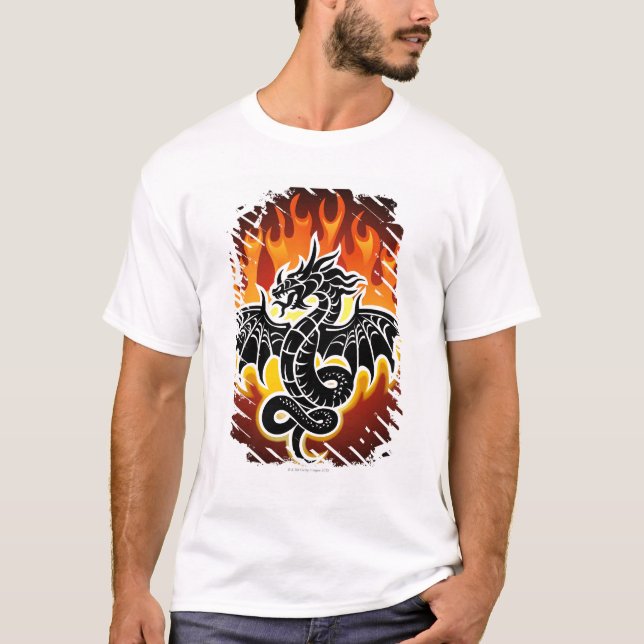 Camiseta Dragón con las llamas en fondo (Anverso)