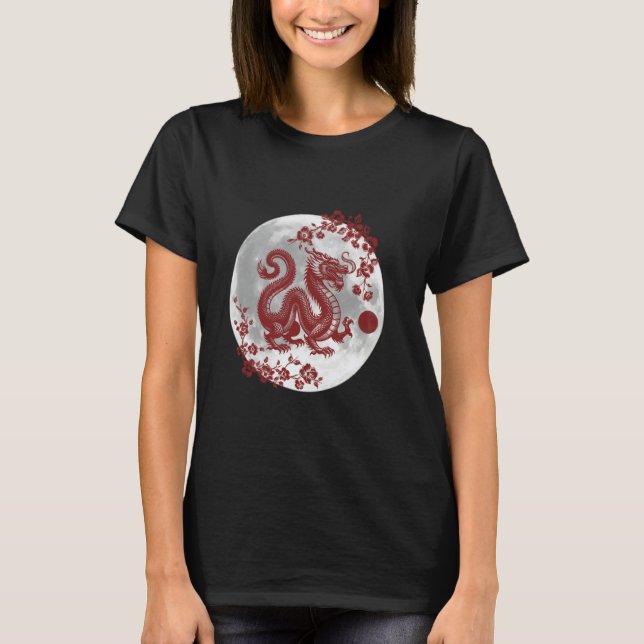 Camiseta Dragón con Sakura y Luna Llena (Anverso)