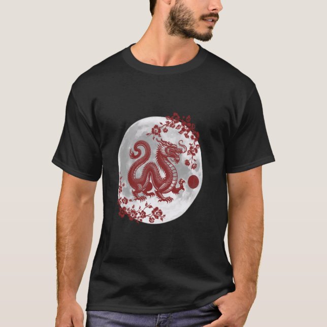 Camiseta Dragón con Sakura y Luna llena (Anverso)