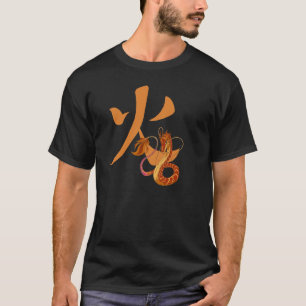 Camiseta Dragón coral de fuego con kanji