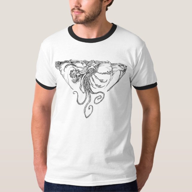 Camiseta Dragón cósmico atado Rótulo amarillo (Anverso)