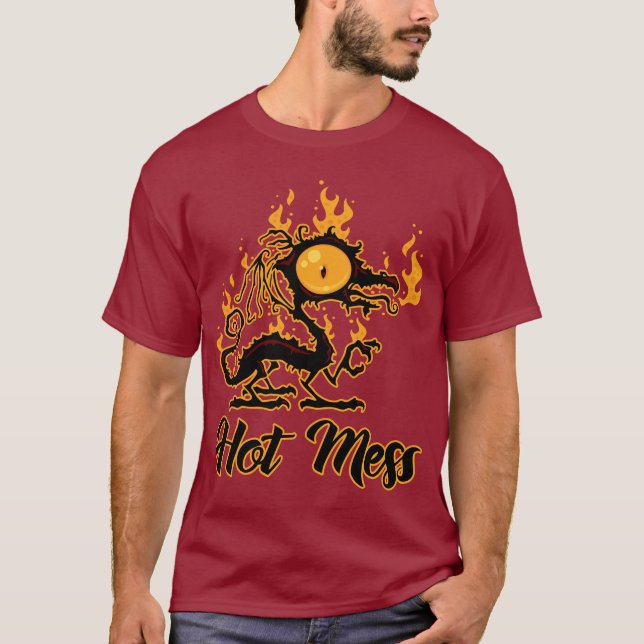 Camiseta Dragón crispado de Hot Mess (Anverso)