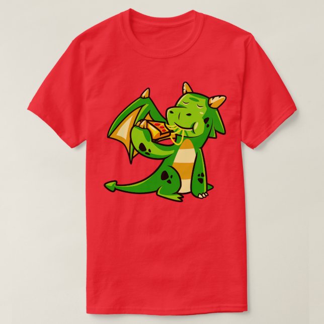 Camiseta Dragón Cuta Come Pizza Mítica Creatura Monstruo (Diseño del anverso)