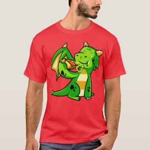 Camiseta Dragón Cuta Come Pizza Mítica Creatura Monstruo