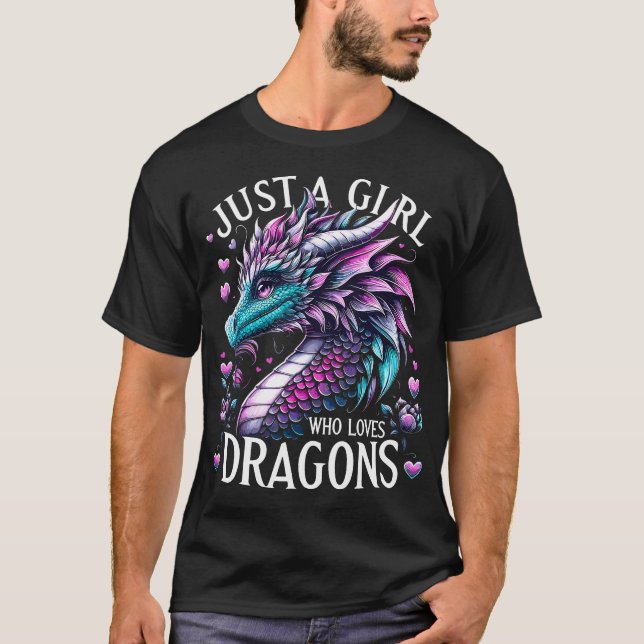 Camiseta Dragon Cute Just A Girl Who Loves Dragons (Anverso)