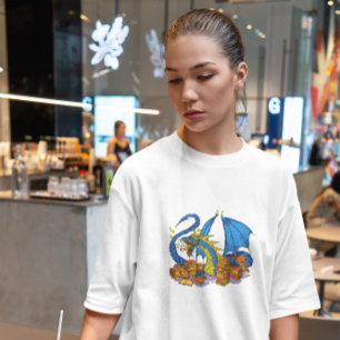 Camiseta Dragón de biblioteca con libros