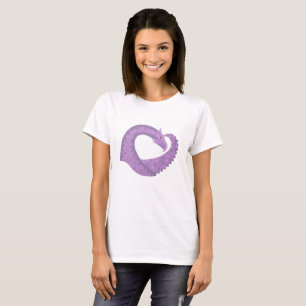 Camiseta Dragón de corazón morado de lavanda en blanco