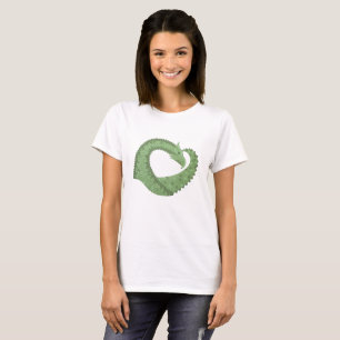 Camiseta Dragón de corazón verde oliva en blanco