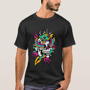 Camiseta Dragón de cráneo tatuaje tradicional americano ant