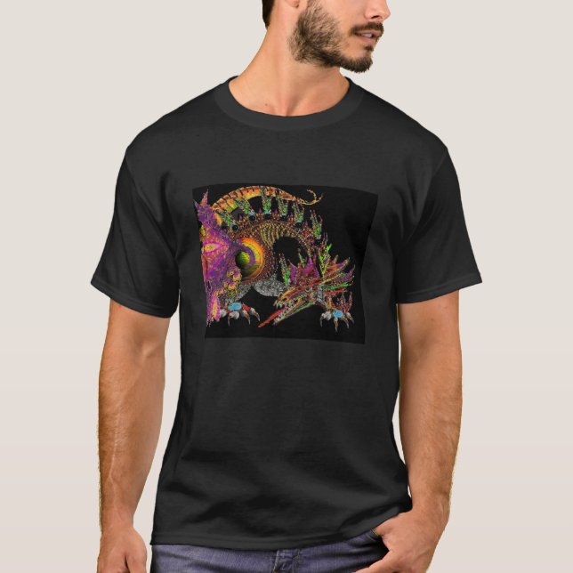 CAMISETA DRAGÓN DE DRAGO / FANTASÍA EN GOLPE Y NEGRO (Anverso)