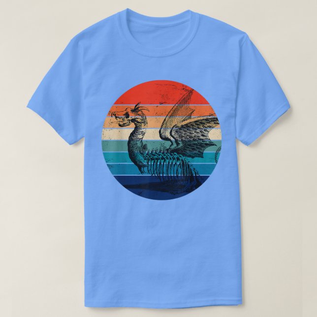 Camiseta Dragón de esqueleto Espantó Halloween Retro Sunset (Diseño del anverso)