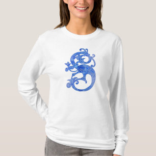 Camiseta Dragón de Fantasía Azul Medieval Femenino de bon