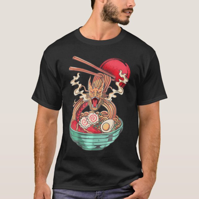 Camiseta Dragón de fideos Ramen Anime Japonés Kawaii (Anverso)