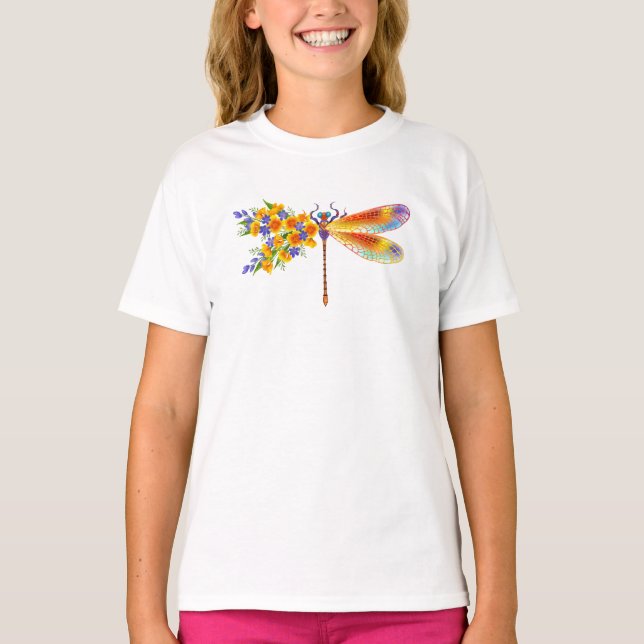 Camiseta Dragón de flores amarillas (Anverso)