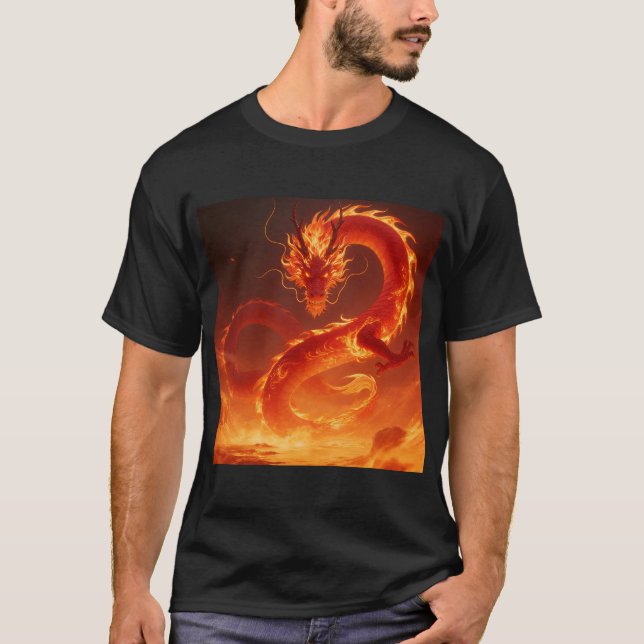 Camiseta Dragón de Fuego Ardiente | Dragón de Llama Mítica  (Anverso)